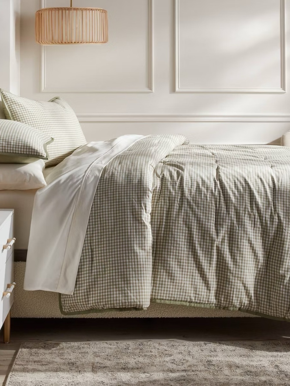 King Mini Gingham Comforter and Sham Set Moss Green - Threshold